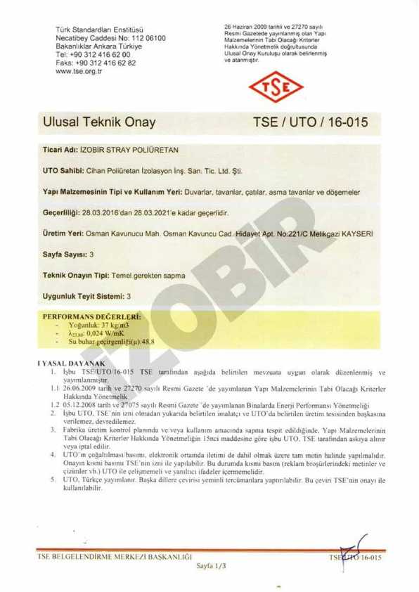 Ulusal Teknik Onay — belge görseli